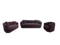 Delroy Aubergine Stationary Sofa Set - Ornate Home