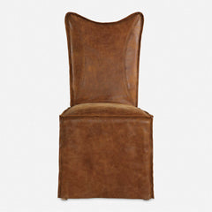 Delroy Cognac Armless Chairs (Set of 2) - Ornate Home