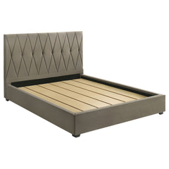 Delsea Light Brown Upholstered Eastern King Platform Bed - Ornate Home