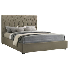 Delsea Light Brown Upholstered Eastern King Platform Bed - Ornate Home