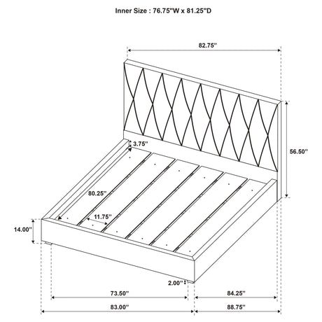 Delsea Light Brown Upholstered Eastern King Platform Bed - Ornate Home