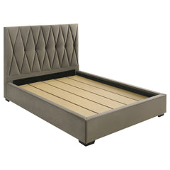 Delsea Light Brown Upholstered Queen Panel Platform Bed - Ornate Home