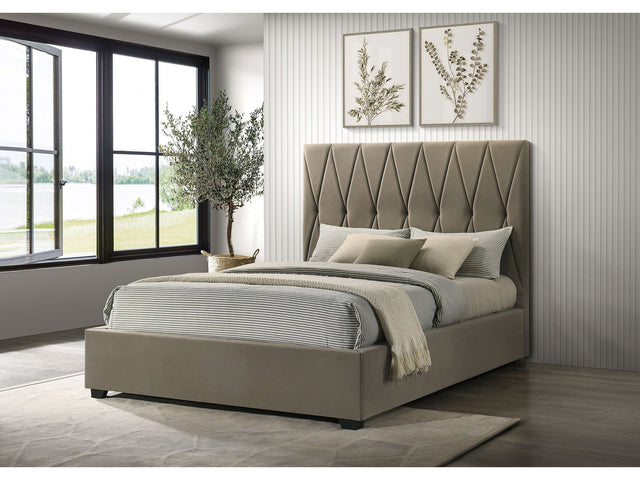 Delsea Light Brown Upholstered Queen Panel Platform Bed - Ornate Home