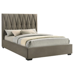 Delsea Light Brown Upholstered Queen Panel Platform Bed - Ornate Home