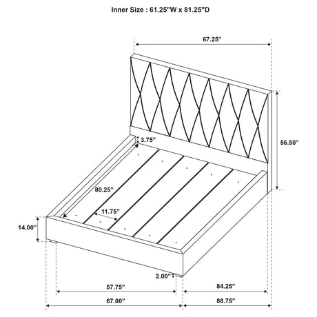 Delsea Light Brown Upholstered Queen Panel Platform Bed - Ornate Home