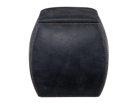Delta Blue Leather Ottoman - Ornate Home