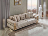 Delux Cream 3-pieces (Sofa & Loveseat & Chair) Living Room Set - Ornate Home