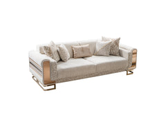 Delux Cream 3-pieces (Sofa & Loveseat & Chair) Living Room Set - Ornate Home