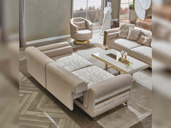 Delux Cream Convertible Sofa - Ornate Home
