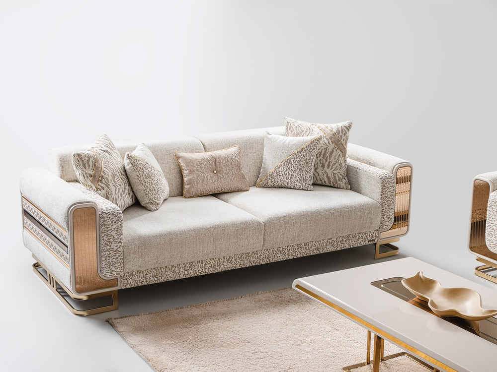 Delux Cream Convertible Loveseat