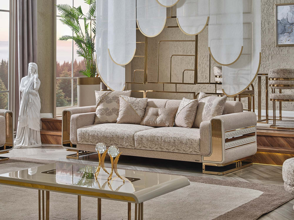 Delux Cream Convertible Loveseat
