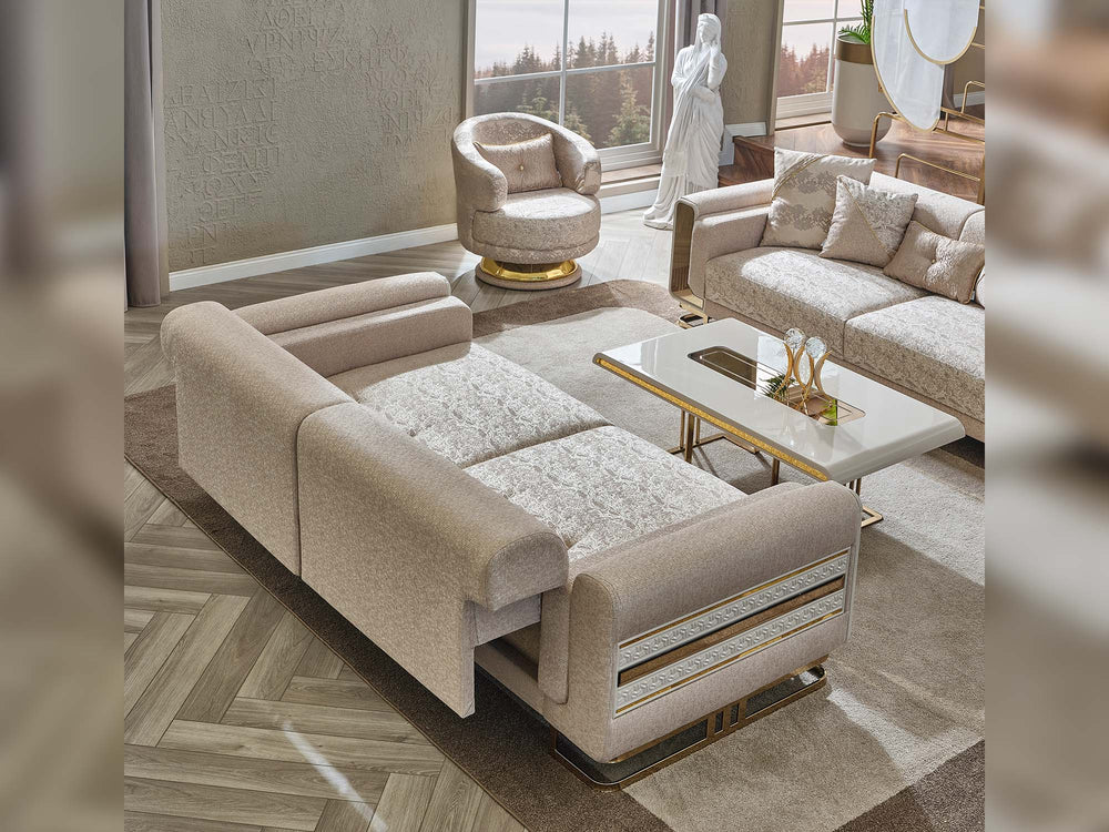Delux Cream Convertible Loveseat