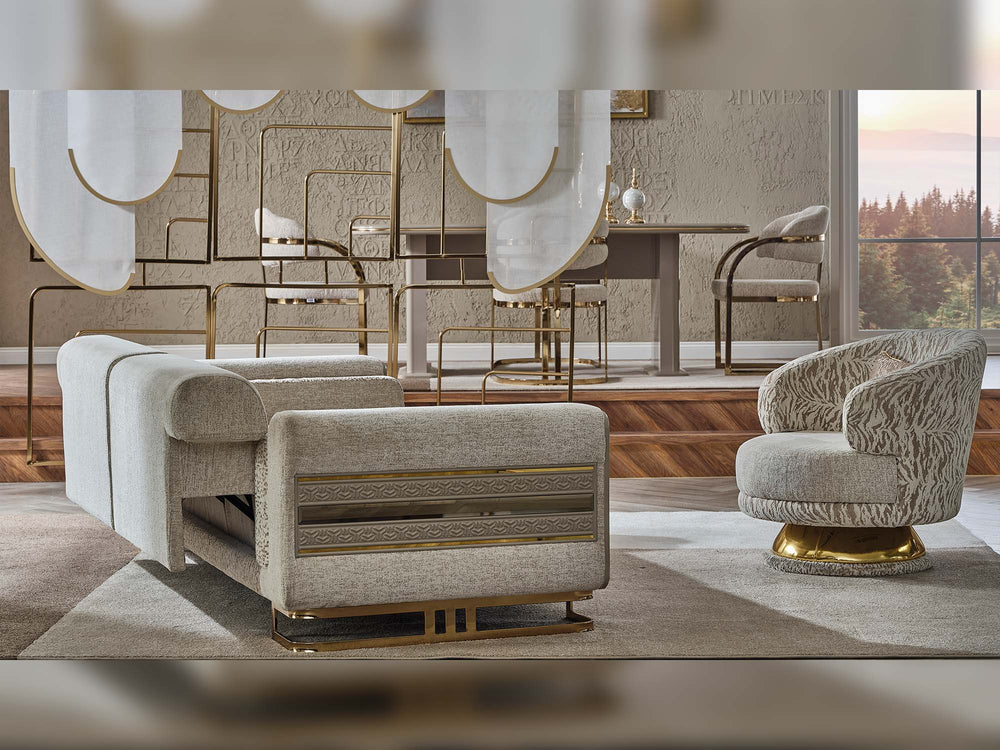 Delux Cream Convertible Loveseat