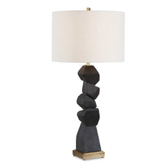 Demelo Black/Brown Stacked Wood Table Lamp - Ornate Home