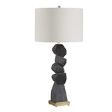 Demelo Black/Brown Stacked Wood Table Lamp - Ornate Home