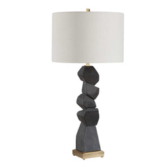 Demelo Black/Brown Stacked Wood Table Lamp - Ornate Home