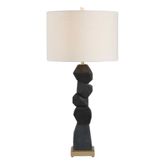 Demelo Black/Brown Stacked Wood Table Lamp - Ornate Home