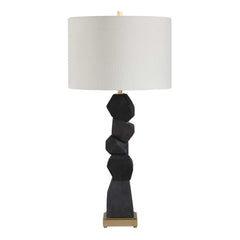Demelo Black/Brown Stacked Wood Table Lamp - Ornate Home