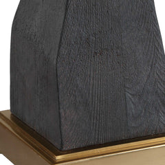 Demelo Black/Brown Stacked Wood Table Lamp - Ornate Home