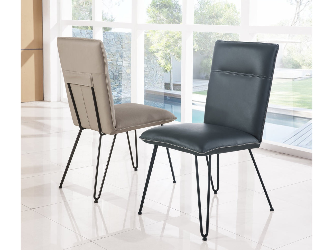 Demi Hairpin Leg Modern Dining Chair in Cobalt (Set of 2) - Ornate Home