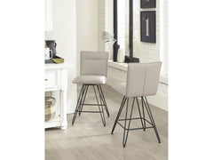 Demi Hairpin Leg Swivel Counter Stool in Taupe (Set of 2) - Ornate Home