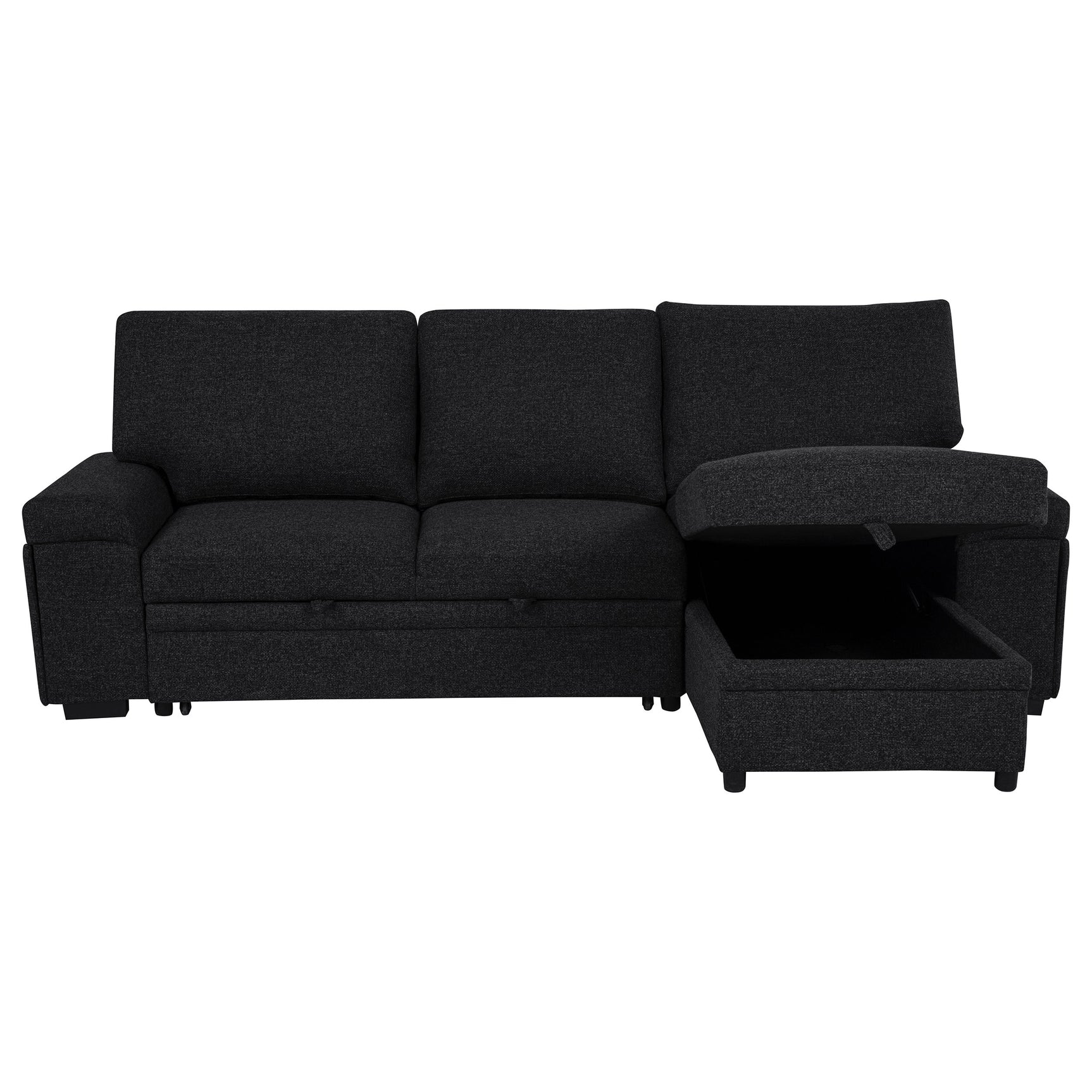 Demko Black Sleeper Sectional Sofa with Speaker and Storage Chaise - Ornate Home