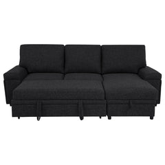 Demko Black Sleeper Sectional Sofa with Speaker and Storage Chaise - Ornate Home
