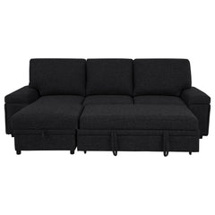 Demko Black Sleeper Sectional Sofa with Speaker and Storage Chaise - Ornate Home