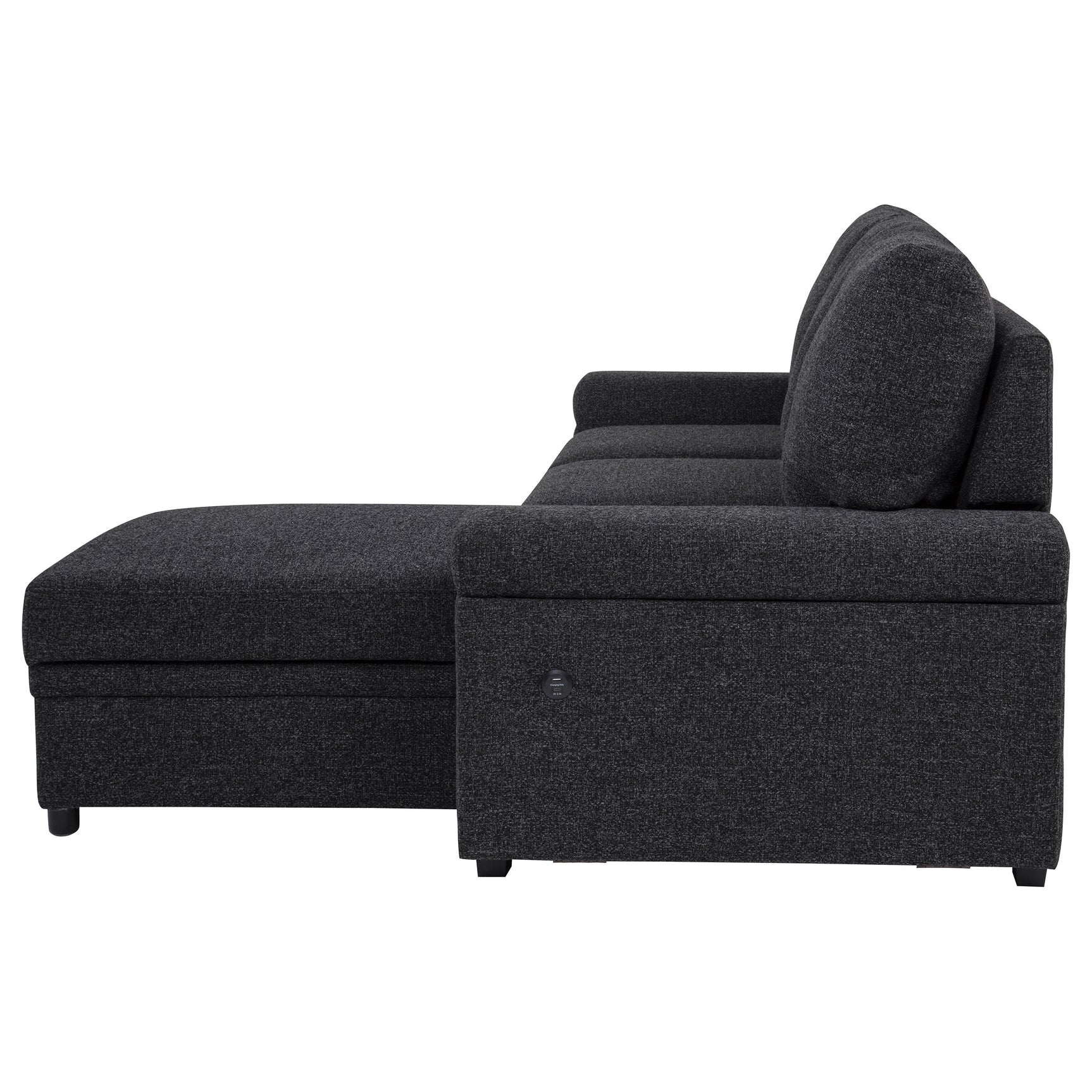 Demko Black Sleeper Sectional Sofa with Speaker and Storage Chaise - Ornate Home