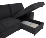 Demko Black Sleeper Sectional Sofa with Speaker and Storage Chaise - Ornate Home