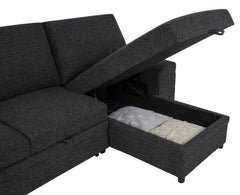 Demko Black Sleeper Sectional Sofa with Speaker and Storage Chaise - Ornate Home