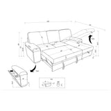 Demko Black Sleeper Sectional Sofa with Speaker and Storage Chaise - Ornate Home