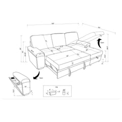 Demko Black Sleeper Sectional Sofa with Speaker and Storage Chaise - Ornate Home
