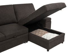 Demko Brown Sleeper Sectional Sofa with Speaker and Storage Chaise - Ornate Home