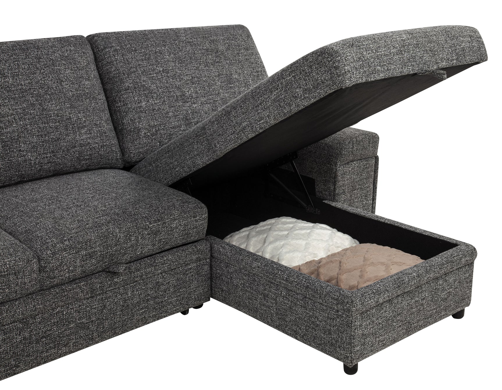 Demko Granite Sleeper Sectional Sofa with Speaker and Storage Chaise - Ornate Home