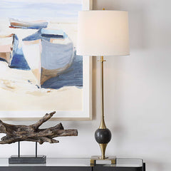 Dempsey Black/Brass Marble Buffet Lamp - Ornate Home