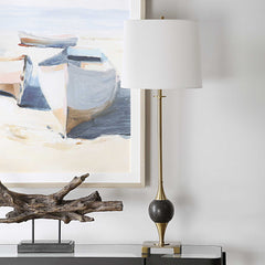 Dempsey Black/Brass Marble Buffet Lamp - Ornate Home