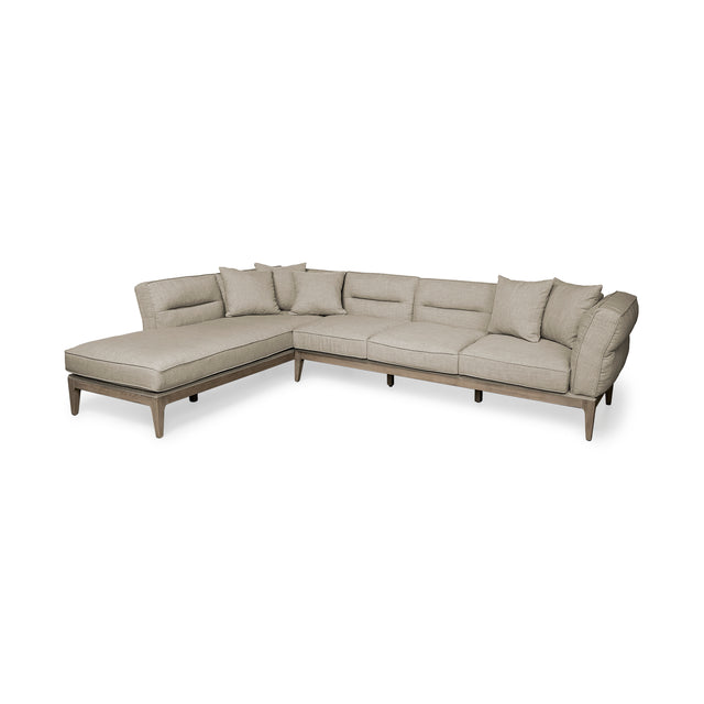 Denali Beige 121" Upholstered Wooden Frame Left Four Seater Sectional - Ornate Home