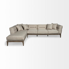 Denali Beige 121" Upholstered Wooden Frame Left Four Seater Sectional - Ornate Home