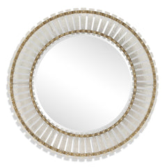 Denali Gold Textured Glass Round Mirror - Ornate Home
