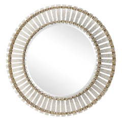 Denali Gold Textured Glass Round Mirror - Ornate Home