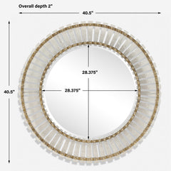 Denali Gold Textured Glass Round Mirror - Ornate Home