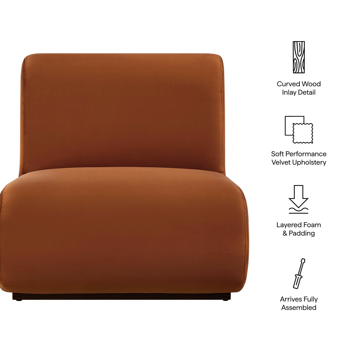 Denby Rust Performance Velvet Accent Chair - Ornate Home