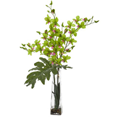 Dendrobium Tropical Orchid Artificial Arrangement in Vase - Ornate Home