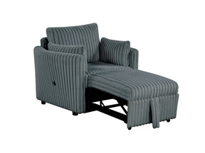 Denholme Dark Gray Chair w/ Pull Out - Ornate Home