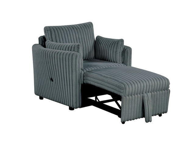 Denholme Dark Gray Chair w/ Pull Out - Ornate Home