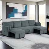 Denholme Dark Gray U-Sectional w/ Pull Out - Ornate Home