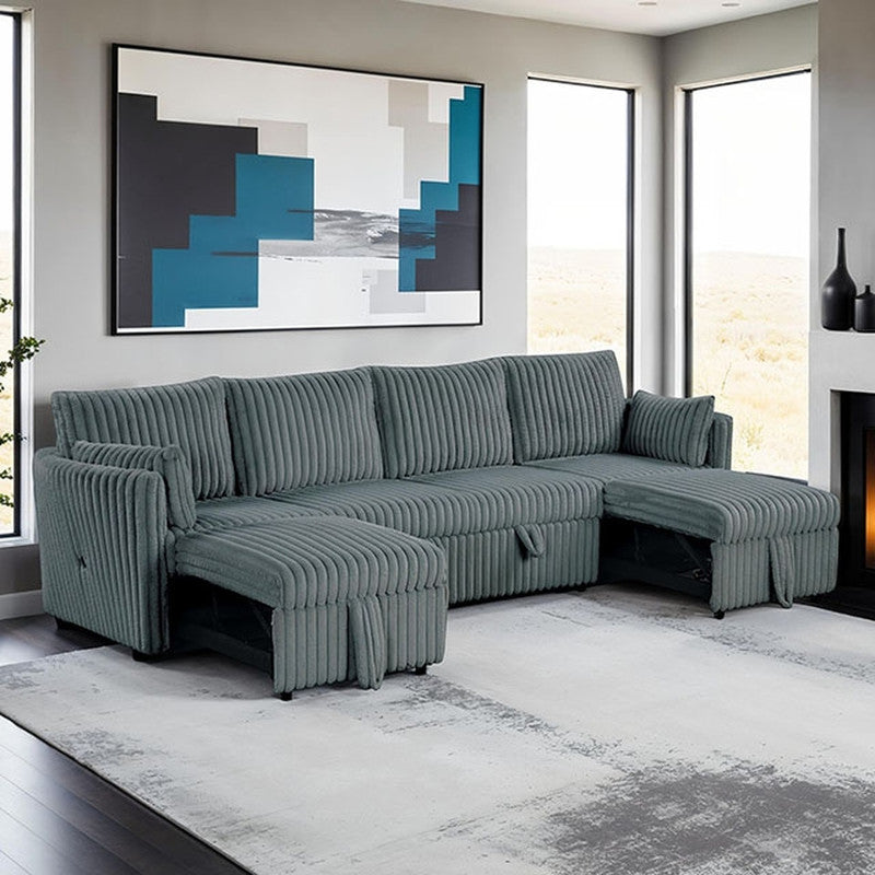 Denholme Dark Gray U-Sectional w/ Pull Out - Ornate Home