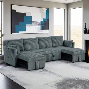 Denholme Dark Gray U-Sectional w/ Pull Out - Ornate Home