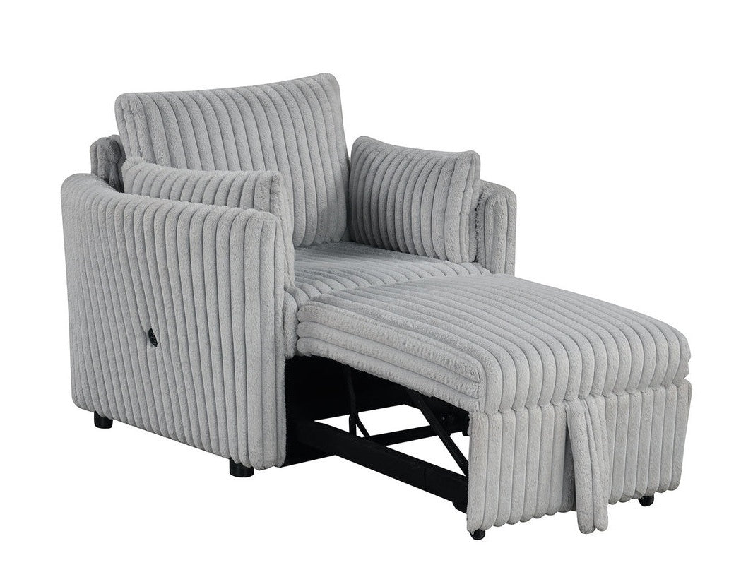 Denholme Gray Chair w/ Pull Out - Ornate Home